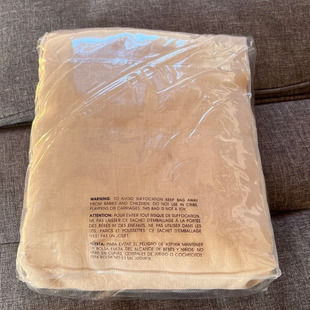 West Elm Cream Flax Linen Blackout Curtain 48x 84 inches New With Tags